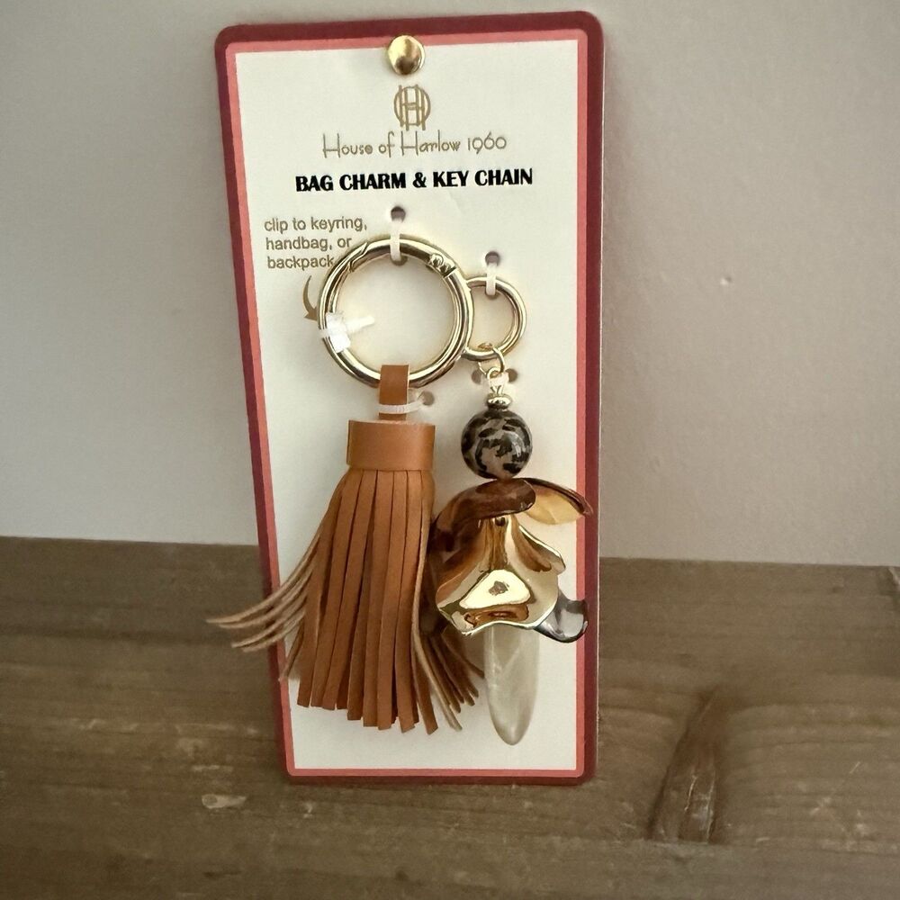 New House of Harlow 1960 Western and Boho Bag Charm Key Chain Purse Charm New